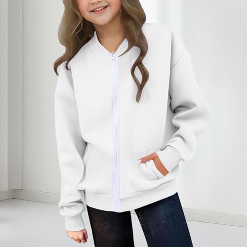 Girls Full Zipper Sweatshirt Jacket Long Sleeve Outwear Casual Loose Jackets Solid Color Sweat Shirts Preppy Clothes2