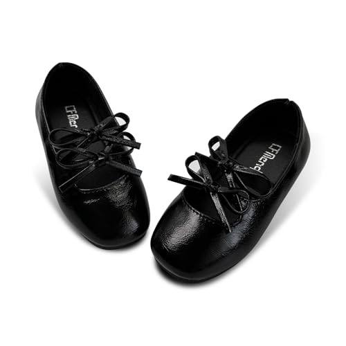 Image of Toddler Girls Mary Jane Dress Shoes Little Kids Ballet Flats Bowkont Flower Wedding Party School Princess Shoes