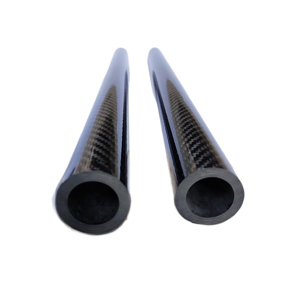 Perfil de fibra de carbono Tubos de fibra carbono brillante 3K 2 piezas con patrón sarga, longitud 1000 mm, tubo alta resistencia(24x22MM)
