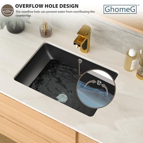 Lavabo de salle de bain encastrable noir de style évier rectangulaire moderne