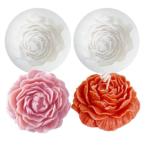 2 Stück Blumenform Silikon Kerze Seife Formen Blüte Blume Silikon Fondant Form 3D Pfingstrosen Kuchen Süßigkeiten Gelee Schokolade Form Dekoration Backwerkzeug Cover