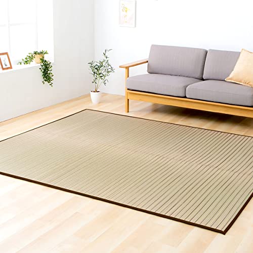 ぼん家具 い草 ラグ カーペット 夏用 いぐさラグ 約3畳 長方形 ふっくら 185×240cm ござ すべり止め付き ブラウン