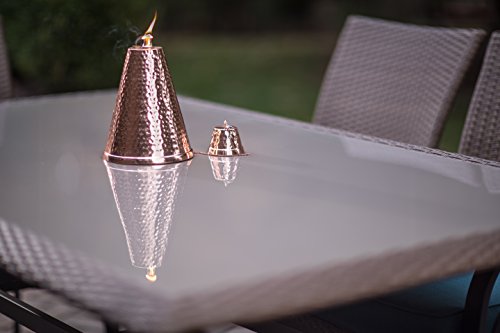 Legends Direct Haiwiian Premium Metal Torches for Outside, 54" Tall- Tiki Style/w Snuffer, Fiberglass Wick & Large 32oz Oil Lamp for Deck, Patio, Lawn, Garden, Luau (Hammered Copper) - Thumbnail 4