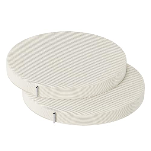 PRIMEPATIO Rund Stuhlkissen Set (2er Beige) 35x35x5cm - Hochdichte Schaumstoff-Sitzauflage für Küchenstuhl Gartenstuhl - Waschbar Bezug Indoor/Outdoor