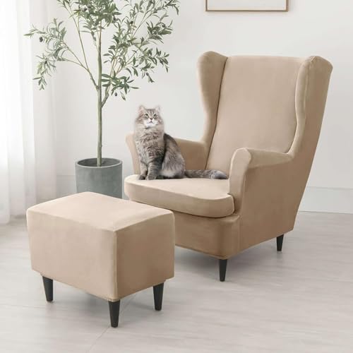 Fundas de terciopelo para sillones orejeros de diseño refinado 2