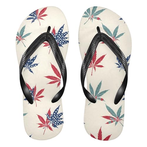 ALAZA Maple Leaf Pattern Flip Flops for Women Fashion Beach Slippers Comfort Mens Flip Flops Non-Slip Rubber Shower Slippers Sandal for Hotel Travel Sport,XS