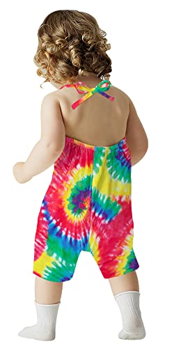 Raisevern Toddler Romper Jumpsuit Tie Dye Infant Girl Harem Slouch Jumpsuits Kid Jumpers Summer Sleeveless Beach Party Clothing With Pocket Size 2T 3T #TOP3