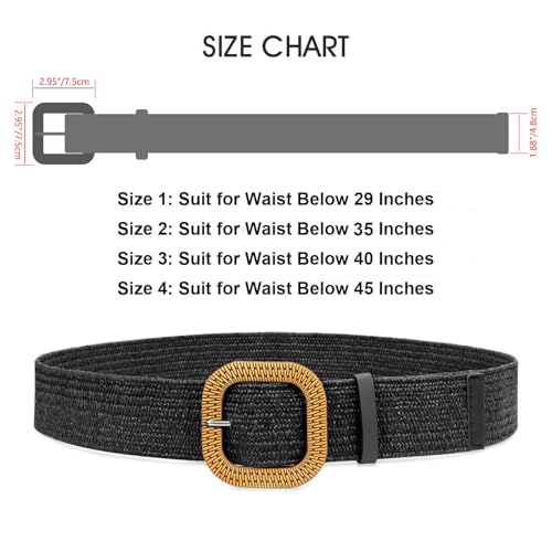 WHIPPY Set of 3/4 Straw Woven Elastic Stretch Waist Belts for Women, Fashion Boho Ladies Braided Skinny Dress Belt4