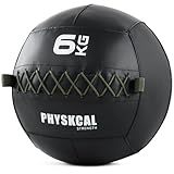 PhysKcal Medicine Wall Ball, weiche Leder-Slam-Bälle mit Gewicht für dynamische Ganzkörperübungen, HIIT-Workouts, Kraft- und Ausdaueraufbau, strukturierter, komfortabler Griff (6kg)