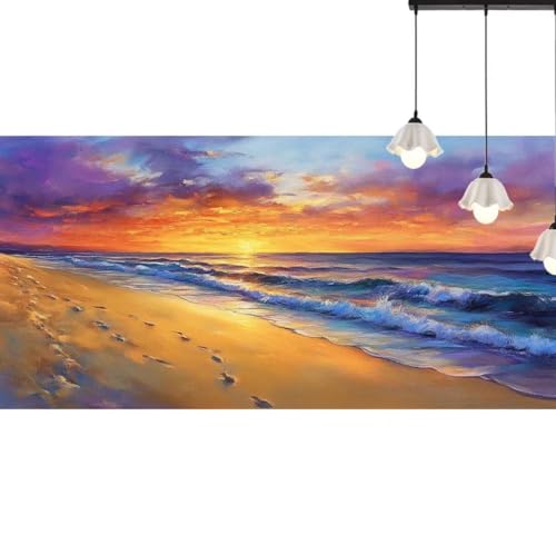 Broderie diamant vue sur la mer grand format 60x30 cm aux reflets scintillants haut de gamme