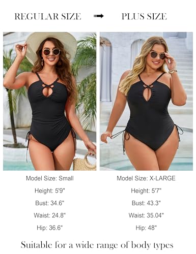 BMJL Womens One Piece Swimsuit Tummy Control Bathing Suit Plus Size Black Full Coverage Beach Swimwear3