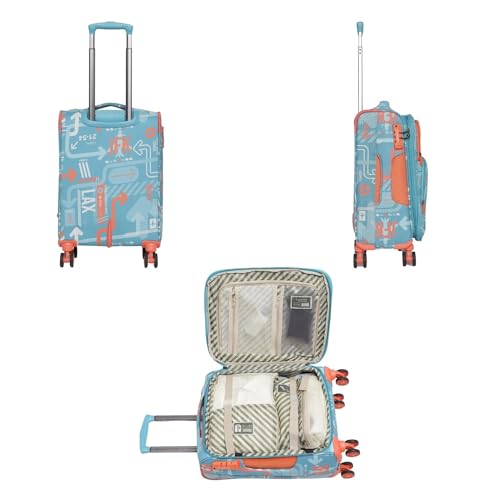 Image of uppercase JFK Plus 6800EST3TBL Cabin Eco Soft Trolley Bag, Dust Resistant Luggage Made of Sustainable Material, 8 Wheel Trolley Bag with TSA Lock,Travel Suitcase for Men & Women (Teal Blue)