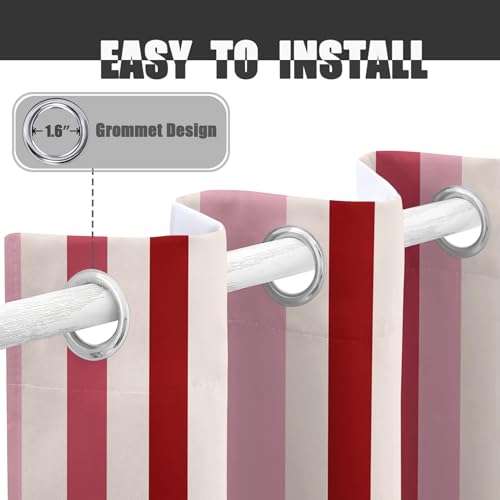 Pink and Red Striped Blackout Curtains, Girls Modern Curtains for Bedroom Living Room, 84 Inch Drop Drapes, Eyelet Thermal Window Treatments, 2 Panels mg184 - Image 5