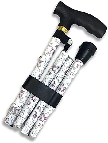 CaneCraft Designer Folding Cane for Men and Women – Lightweight Adjustable Walking Stick with Fritz Handle and Wrist Strap (Purple Blossom)