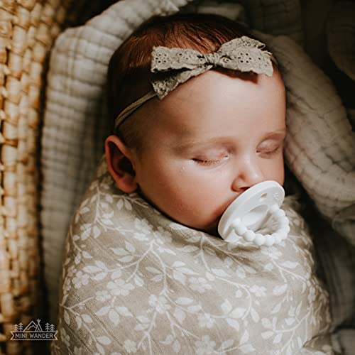 Image of Mini Wander Swaddles for Newborns Muslin Swaddle Blankets - Breathable Soft Receiving Blanket Baby Essentials | 47 x 47 Cotton - Magnolia Tree (Gray)