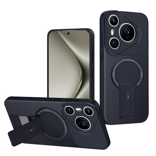 Jiajihua Case Compatible with Huawei Pura 70 Pro Camera Protection Magnetic Kickstand Bracket 2 in 1【TPU+PC】 Drop Shockproof Blue