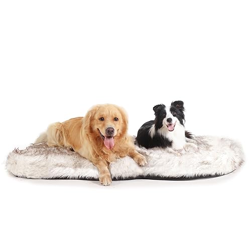 Image of Laifug Luxury Faux Fur Dog Bed, 6-inch Thick Grade Ultra Soft Orthopedic Memory Foam Dog Bed with Faux Fur Cover, Plush Pup Rug with Removable Cover, Waterproof Liner(White)