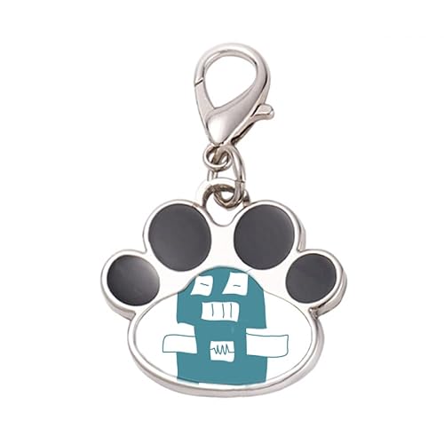 DIYthinker?Universe And Alien Blue Robot Pet Tag Keychain Dog Cat ID