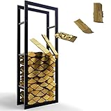LAWA Living and Lifestyle Kaminholzregal VERZINKT 60x25x150 Feuerholzregal innen Brennholzregal außen Metall Kaminofenregal Kaminholzständer Schwarz