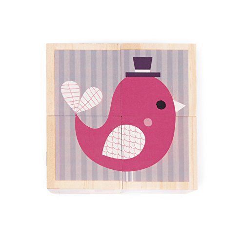 Janod Baby Forest My First 4 Blocks Baby Animals Wooden Building Block Puzzle Set For Ages 12 Months+, J08001 #TOP3