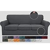JIVINER Newest 4 Pieces Couch Covers for 3 Cushion Couch Stretch Sofa Slipcover with 3 Seat Cushion
