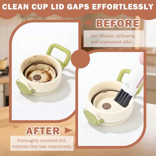 Image of 3 in 1 Cup Lid Cleaning Brush, Multifunctional Crevice Gap Cleaner for Tumbler Water Bottle Lid, Deep Clean Tool for Home Kitchen, Red Blue White(3 PCS)