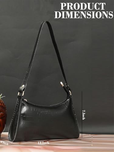 Image of Bagsy Malone Women's Croco Black Shoulder Bag