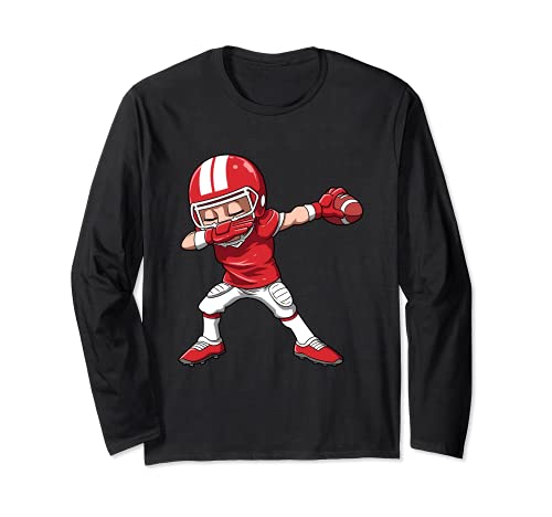 Dabbing Football Player Long Sleeve T-Shirt, Black
