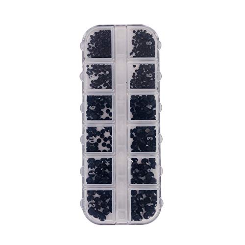 Paillettes per Nail Art 1500 pz/Scatola Nero Nail Rhinestone Multi-Size Flat Bottom Access Accessori da Te Manicure Nail Art Decorazione 3D 1/2 / 3mm per Unghie