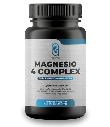 Magnesio Complex - Citrato de Magnesio, Glicinato de Magnesio, Oxido de Magnesio y Gluconato de Magnesio - 500mg (100 Cápsulas)