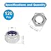Yinpecly 120PCS M4 Locknuts M4x0.7mm Nylon Insert Hex Lock Nuts 304 Stainless Steel Metric Self-Locking Nylon Lock Nut for Industrial Construction Fasteners