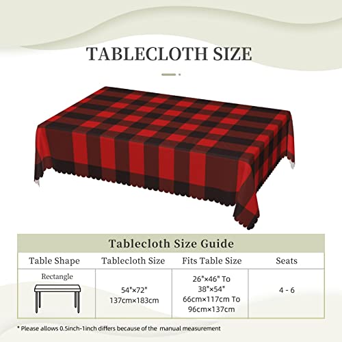 Nappe rectangulaire à carreaux rouge et noir 137x183 cm en polyester - 7