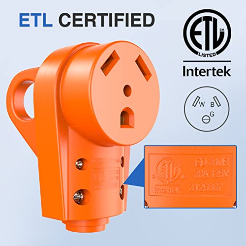 Image of Nilight 30 Amp RV Replacement Plug Receptacle ETL Listed NEMA TT-30R | 125 Volt Heavy Duty Female Plug Socket with Handle for RVs Camper Caravan Motorhome Van Trailer