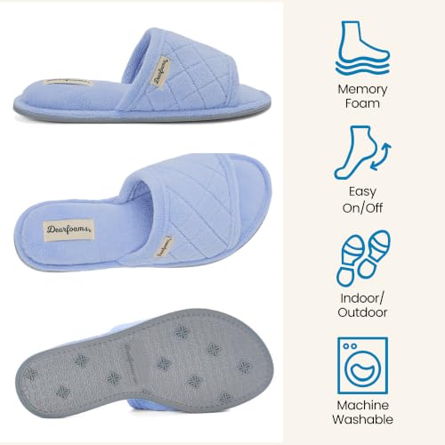 Image of Dearfoams womens Slipper Memory Foam Summer House Shoe Beatrice Terry Slide