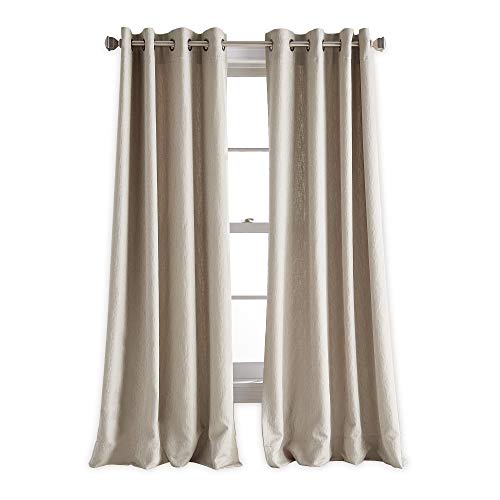 Dkny Avenue Jacquard Grommet Window Curtain Single Panel, 84-Inch, Linen #TOP1