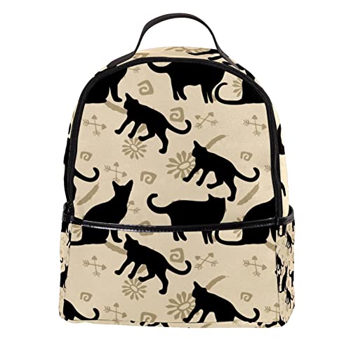 Mochila informal de gatitos negros ligera para escuela y universidad