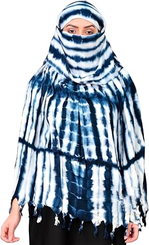 Image of Cotton Long Scarf Cum Mask Scarves Usable for Vehicle Driver | White Printed Design Fabric | Universal Size | Soft & Breathable Sun Protection | For Girl & Women
