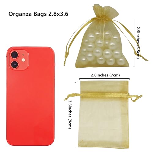 Image of Organza Bags 2.8 inchx3.6 inch, 100Pcs Small Mesh Drawstring Pouches | Gold Organza Bags for Jewelry, Candy, Party Favors, Small Sachet Wrap, Storage Supplies
