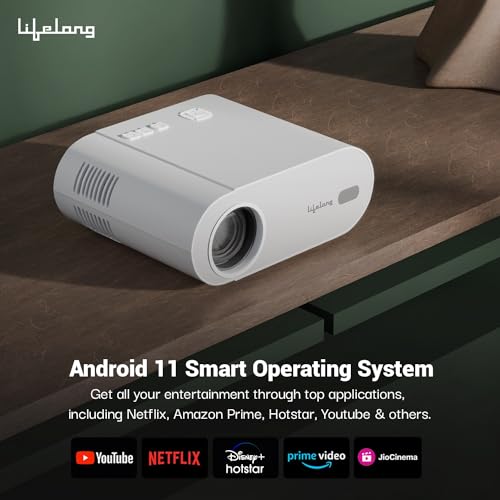 Lifelong TruePixel Smart Projector for Home, Native 1080p Full HD with 4K Support, Android 11 with Built-in apps (Netflix, Prime, Yotutube) 6000... - Image 4