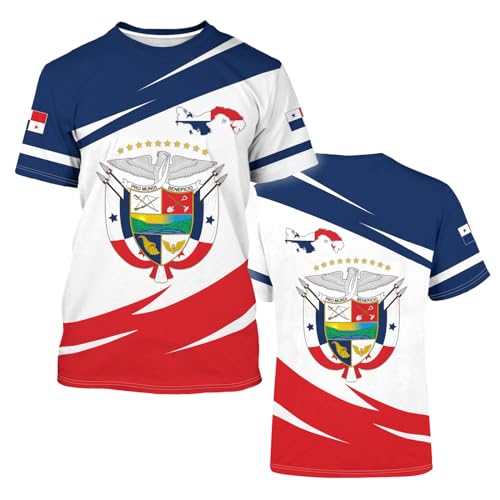 BJU Panama Flag T-shirt Country Flag Badge Tee Print Crewneck Short Sleeve Fashion Casual Top Unisex3