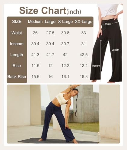 TNNZEET 3 Pack Women's Wide Leg Pants with Pockets - Casual Loose Yoga Trouser Pants Sweatpants Palazzo Lounge Pajama Pants