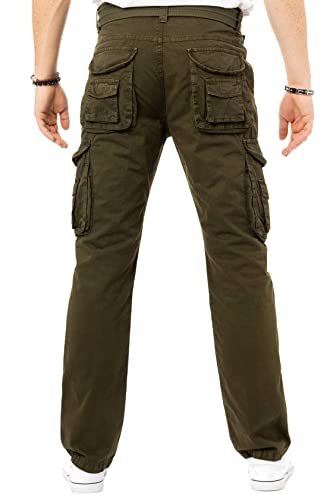 X Ray Men's Tactical Cargo Pants Straight Fit Deep Pockets Pant For Travel Outdoor Hiking Construction Work, Olive, 36W X 30L #TOP1