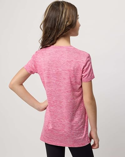 Real Essentials 5 Pack: Girls Short Sleeve Dry-Fit Crew Neck Active Athletic Performance T-Shirt3
