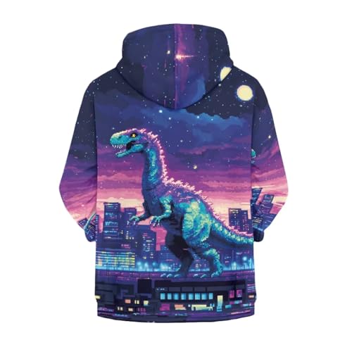 Dinosaur Theme Boys Zip Up Hoodie Comfy Long Sleeve with Pockets Casual Kid Hooded Sweatshirts 8-16 Years2
