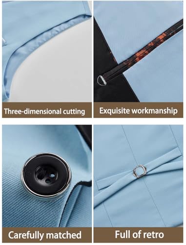 SevenBoy Men's Slim Fit 3 Piece Suit One Button Solid Shawl Lapel Blazer Jacket Vest Pants Set for Formal4