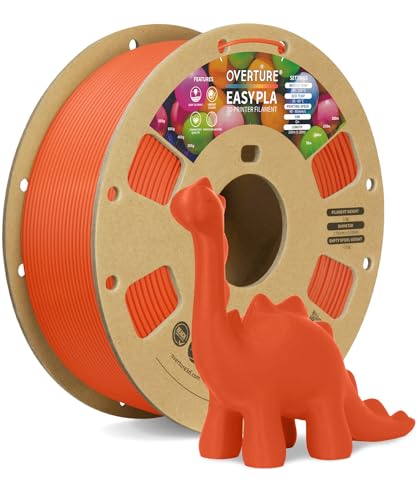OVERTURE Easy PLA 1.75mm 3D Printer Filament 1kg Cardboard Spool (2.2lbs) Dimensional Accuracy +/- 0.03mm Fit Most FDM Printer (Easy Orange)