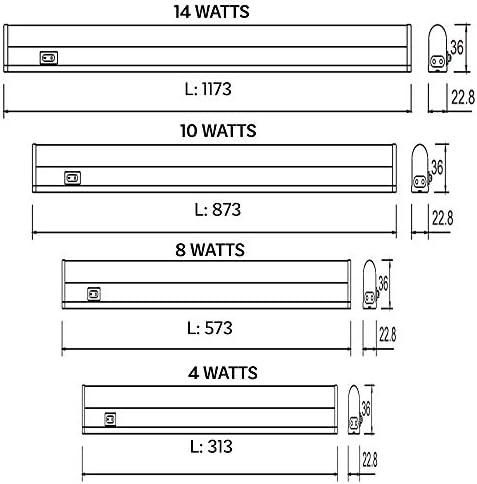 LED Under Unit Lighting Linkable 4 Watt 313mm / 8 Watt 573mm / 10 Watt 873mm / 1173mm 14 watt Striplight 3000k / 4000k / 6400k (573mm)