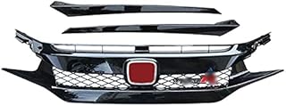 lndytq Raccords de carrosserie Grilles de radiateur pour Honda pour Civic 2016 2017 2018 Grilles de Course ABS Pièces d'auto Noir Brillant Capot Avant Grille de Pare-Chocs en Maille (Couleur: Rouge)