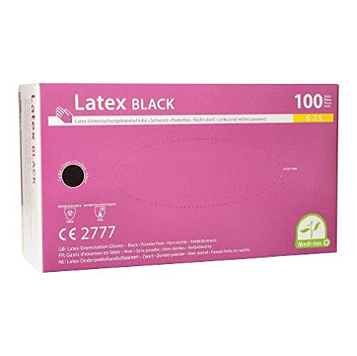 PAPSTAR Handschuhe, Latex puderfrei schwarz Größe L, chloriniert, mikrogeraut Einweghandschuhe-Laborhandschuhe. Menge: 1000 St