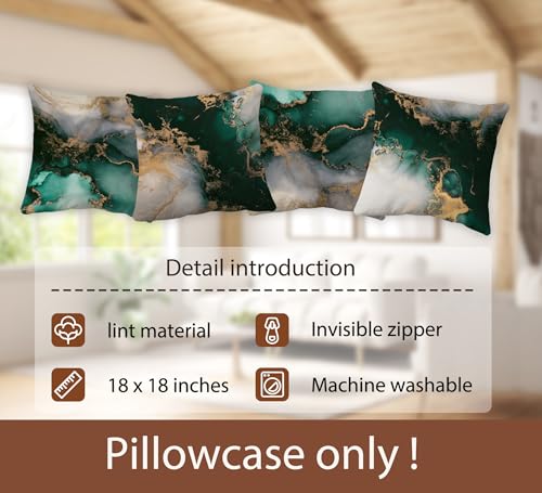 Modern Green Gold Abstract Marble Liquid Ink Art Throw Pillow Cover,18"X18" Set of 4 Decorative Pillowcase For Home Bedroom Living Room Office Decor,Housewarming Gift,Gifts For Women Teen Girls Her by huester - Used condition - Image 7